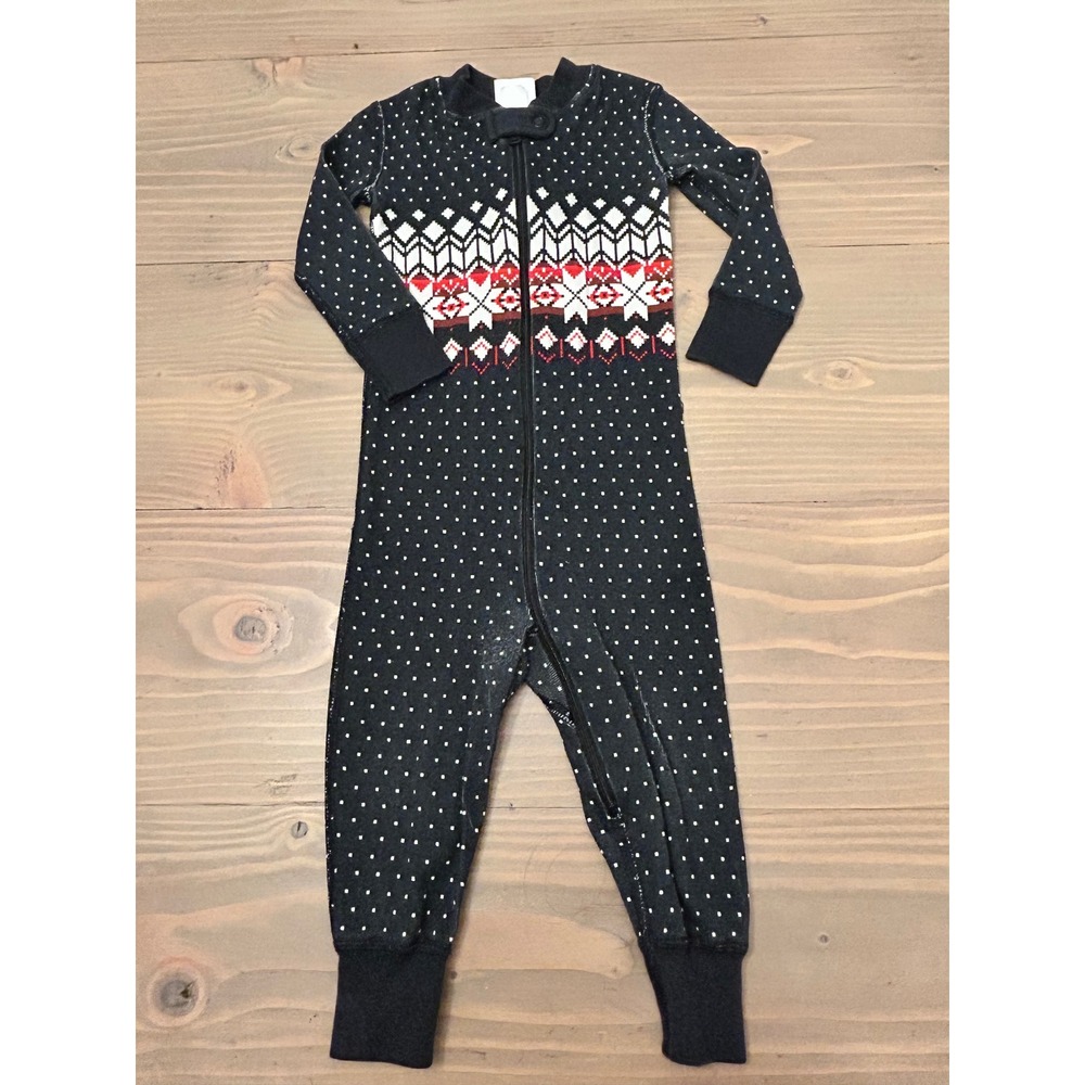 Kk28 Hanna Andersson Baby Holiday Fair Isle Print Zip Up Sleeper Pajamas 12-18 m